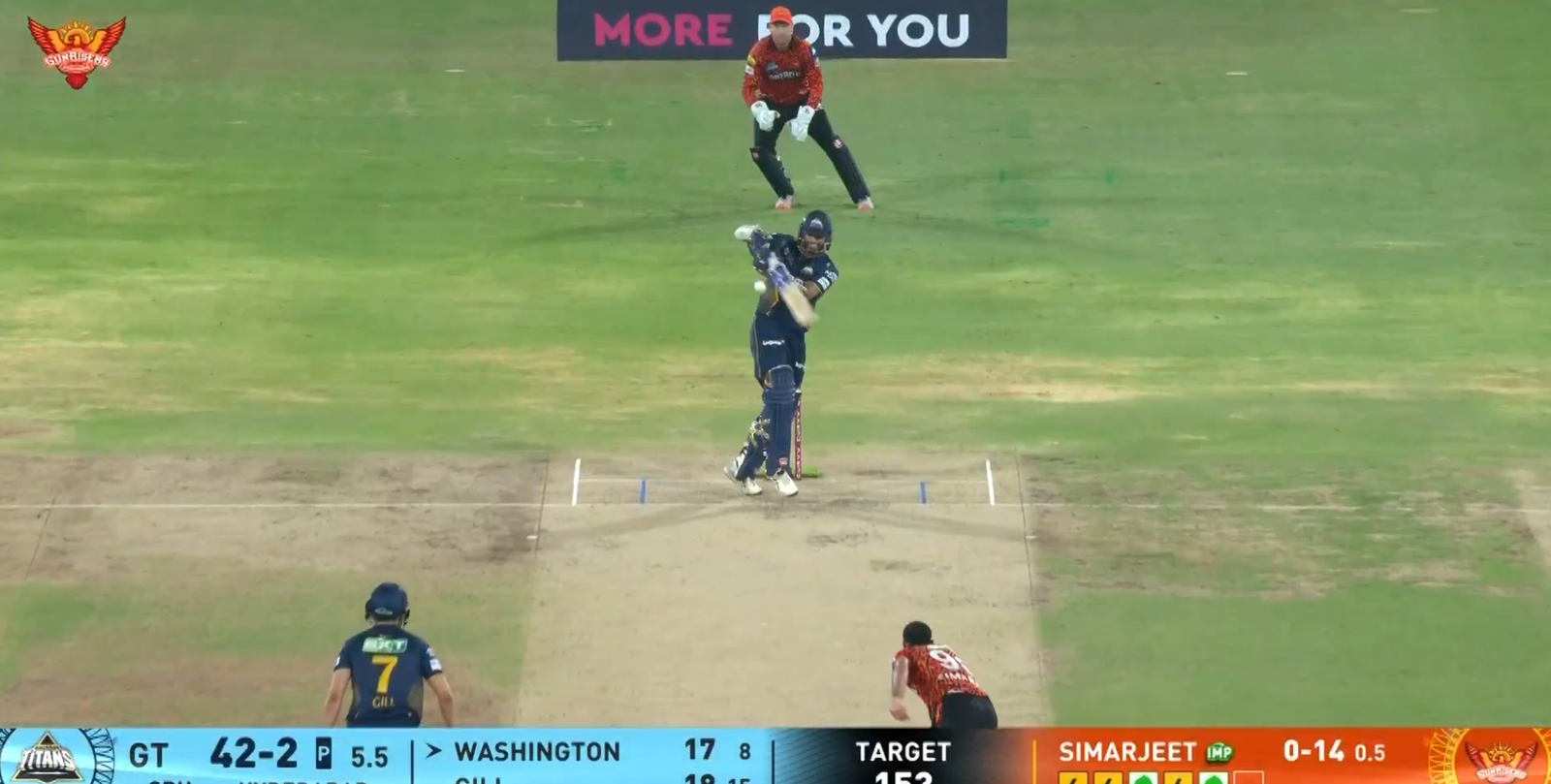 Washington Sundar Hitting Six in Match 19 IPL 2025